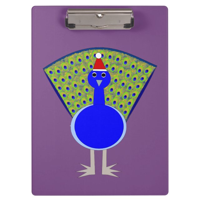 Funny Christmas Peacock Clipboard (Front)