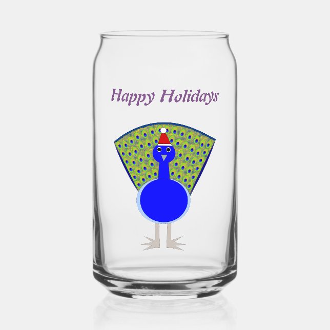 Funny Christmas Peacock Custom Can Glass (Front)