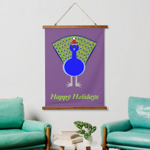 Funny Christmas Peacock Custom Hanging Tapestry