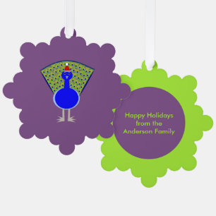 Funny Christmas Peacock Custom Tree Decoration Card