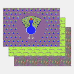 Funny Christmas Peacock Custom Wrapping Paper Sheet