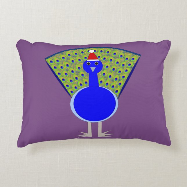 Funny Christmas Peacock Decorative Cushion (Front)