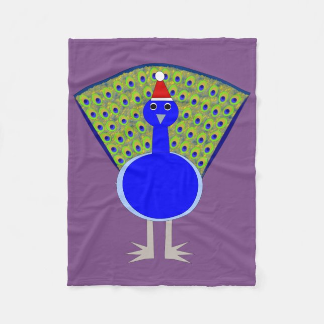 Funny Christmas peacock Fleece Blanket (Front)