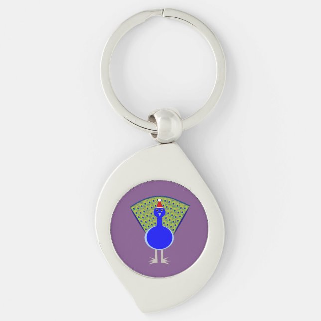 Funny Christmas Peacock Key Ring (Front)