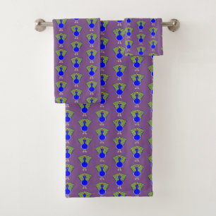 Funny Christmas Peacock Patterned Bath Towel Set