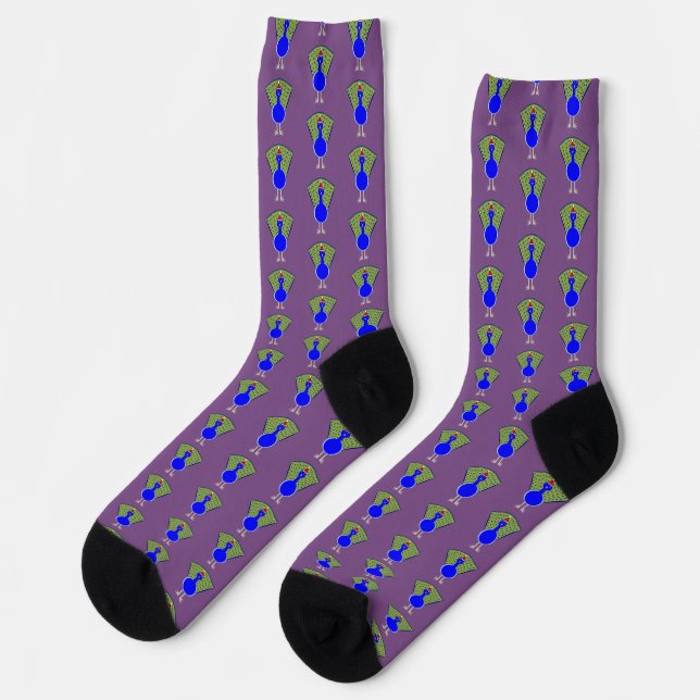 Funny Christmas Peacock Patterned Socks (Left)