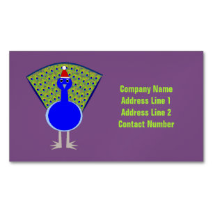 Funny Christmas Peacock Personalised Magnetic Business Card