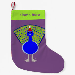 Funny Christmas Peacock Personalised Small Christmas Stocking