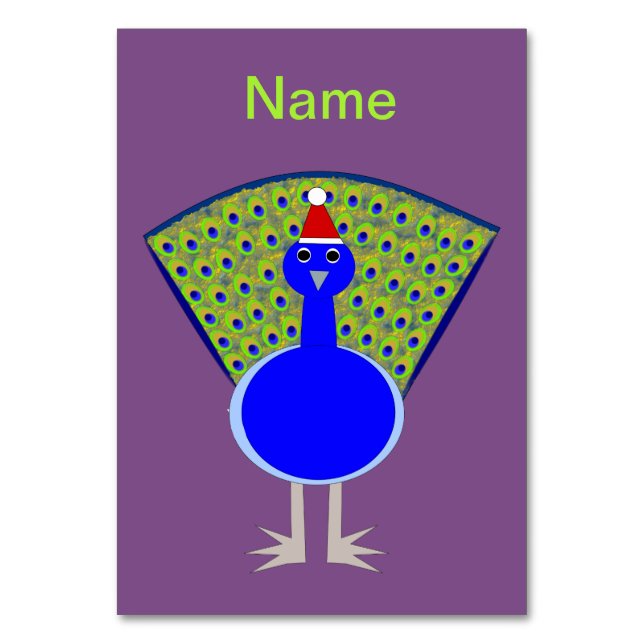 Funny Christmas Peacock Personalised Table Number (Front)