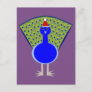 Funny Christmas Peacock Postcard