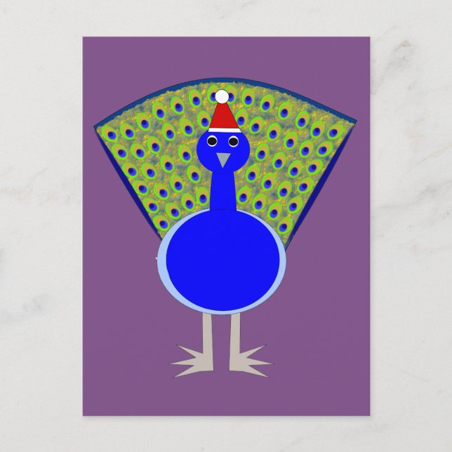 Funny Christmas Peacock Postcard (Front)