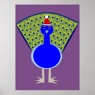 Funny Christmas Peacock Poster