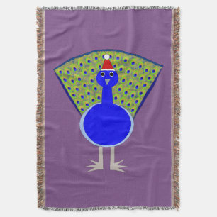Funny Christmas Peacock Throw Blanket