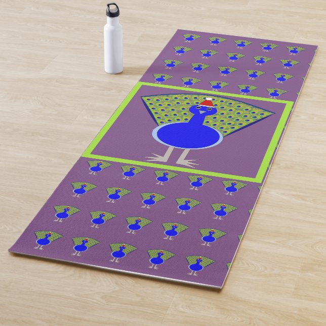 Funny Christmas Peacock Yoga Mat (In Situ)