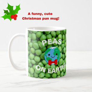 Funny Christmas "Peas on Earth" Punny Cute Coffee Mug