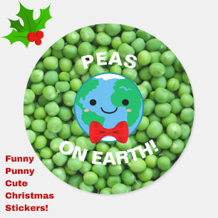 Funny Christmas "Peas on Earth" Punny Cute Sticker