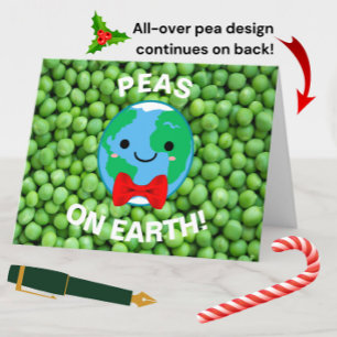 Funny Christmas "Peas on Earth" Punny Modern Cute Holiday Card