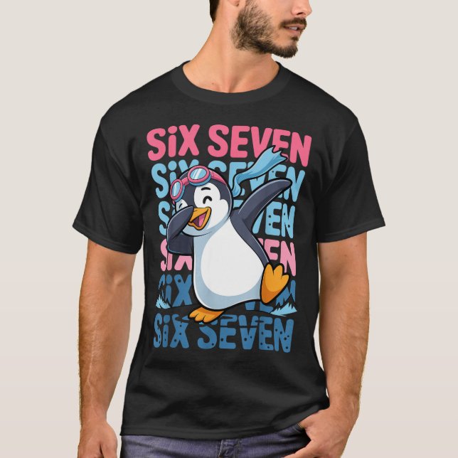 Funny Christmas Penguin Dabbing Xmas Dab Six Seven T-Shirt (Front)
