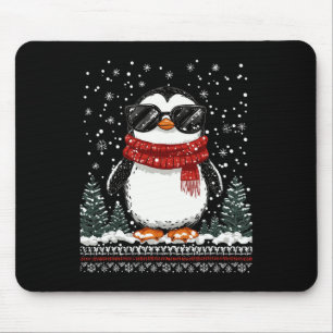Funny Christmas Penguin With Sungles Ugly Christma Mouse Pad