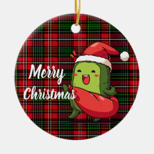 Funny Christmas Pickle Ceramic Ornament