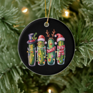 Funny Christmas Pickle Pickles Holiday Cucumber Ceramic Ornament