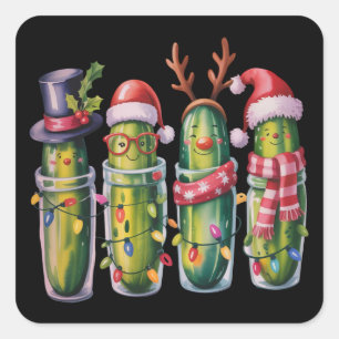 Funny Christmas Pickle Pickles Holiday Cucumber Square Sticker