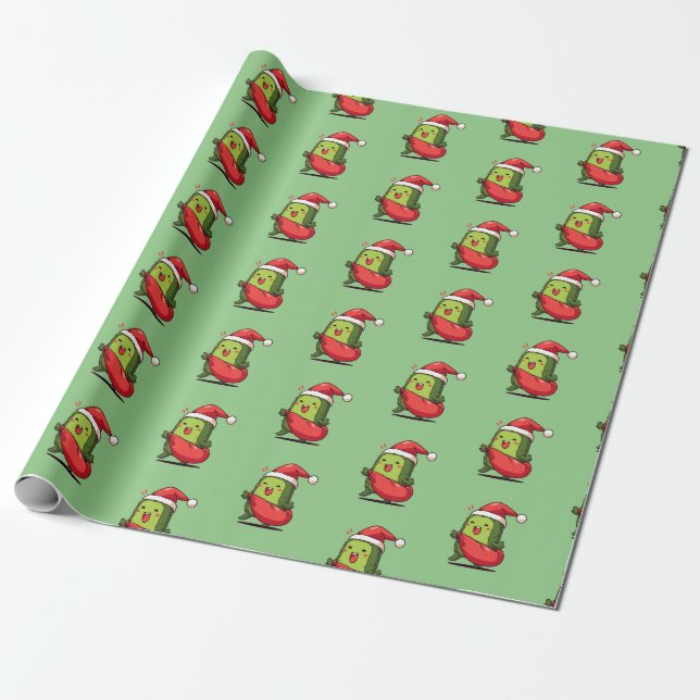 Funny Christmas Pickle Wrapping Paper (Unrolled)