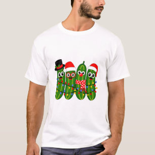 Funny Christmas Pickles Holiday Lights Cartoon T-Shirt