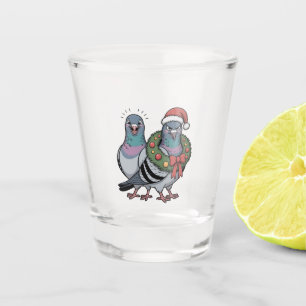 Funny Christmas Pigeons Holiday Birds Shot Glass
