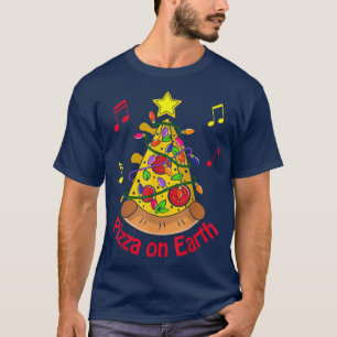 Funny Christmas Pizza Pun Peace on Earth Holiday T-Shirt