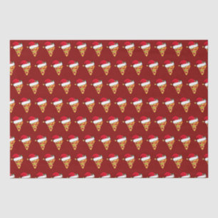 Funny Christmas Pizza Slices in Santa Hats Red Tissue Paper
