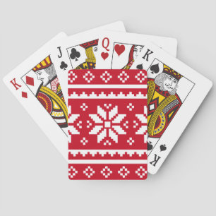 Funny Christmas playing card with nordic pattern