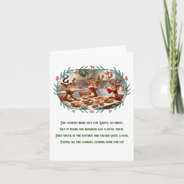 Funny Christmas Poem Cute Christmas Reindeer Card (Front)