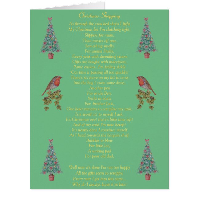 funny christmas poem robin and xmas tree (Front)