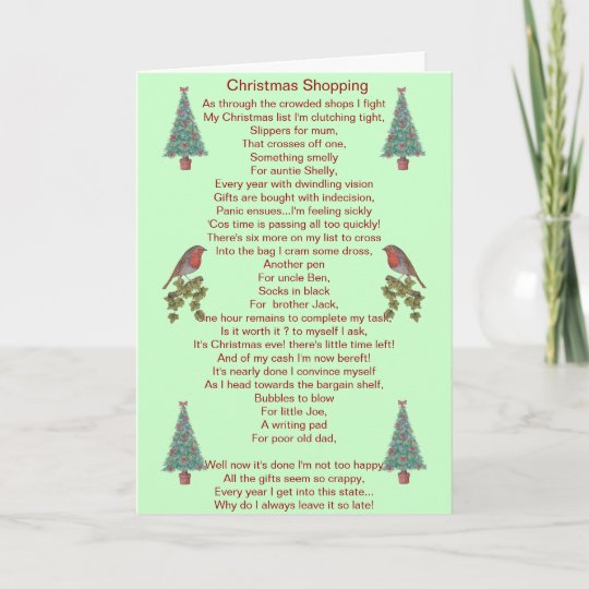 funny christmas poem robin and xmas tree card | Zazzle.com.au
