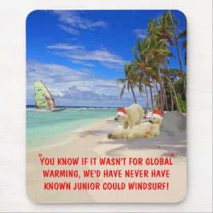 Funny Christmas Polar Bears Mouse Pad