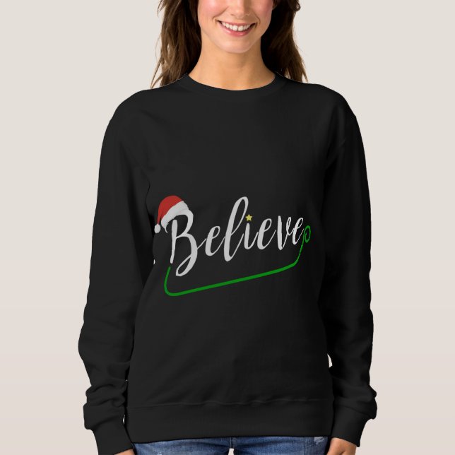 Funny Christmas Polar Express Believe Pyjamas Sant Sweatshirt (Front)