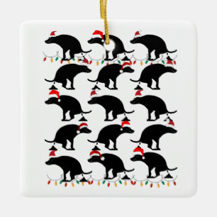 Funny Christmas Pooping Dog Ceramic Ornament