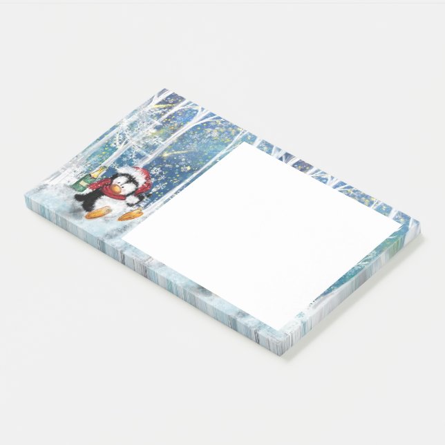 Funny Christmas Post-it® Notes Happy Penguin (Angled)