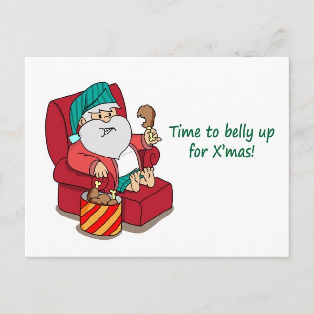 Funny Christmas Postcard: Santa bulks up Holiday Postcard (Front)