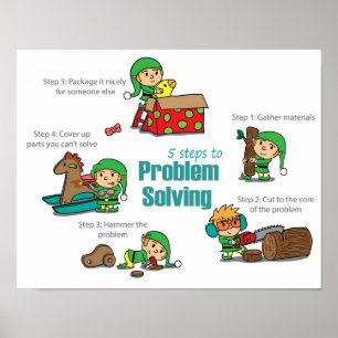 Funny Christmas Poster: Elves at problem solving Poster