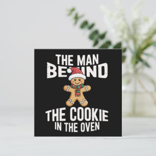 Funny Christmas Pregnancy Man Behind Cookie  Holiday Card