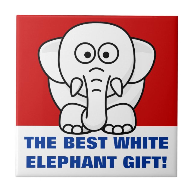 Funny Christmas Present: Real White Elephant Gift! Ceramic Tile (Front)
