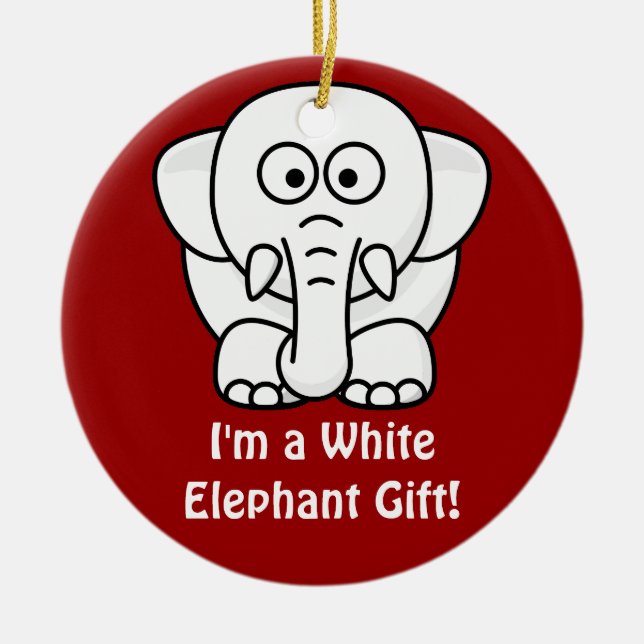 Funny Christmas Present: Real White Elephant Gift! Ceramic Tree Decoration (Front)