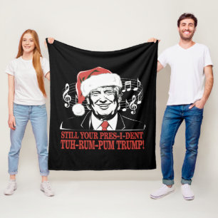 Funny Christmas President Trump Pyjamas Ugly Xmas Fleece Blanket