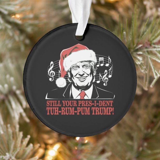 Funny Christmas President Trump Pyjamas Ugly Xmas Ornament (Tree)