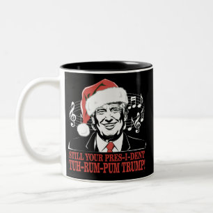 Funny Christmas President Trump Pyjamas Ugly Xmas Two-Tone Coffee Mug