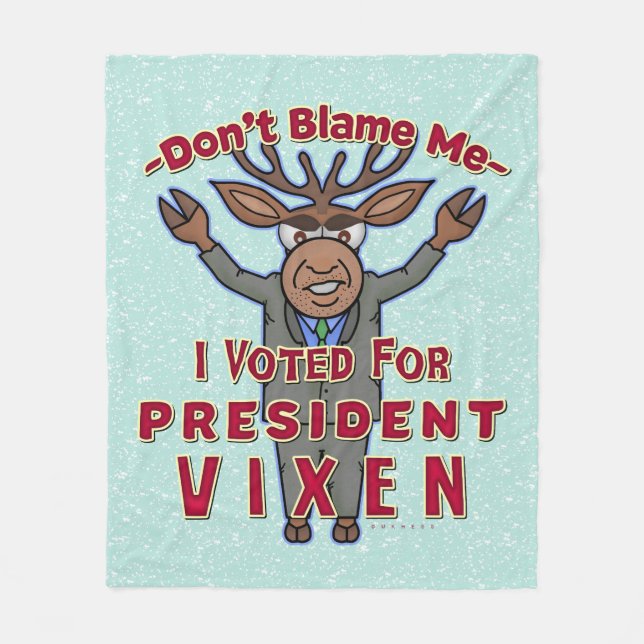Funny Christmas President Vixen Reindeer Political Fleece Blanket (Front)