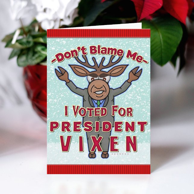 Funny Christmas President Vixen Reindeer Political Holiday Card (Creator Uploaded)