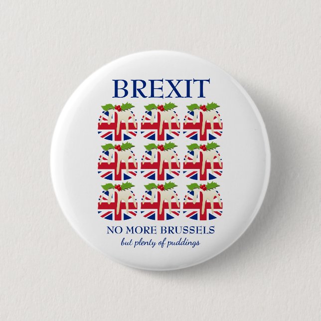 Funny | Christmas Pudding | UNION JACK | BREXIT 6 Cm Round Badge (Front)